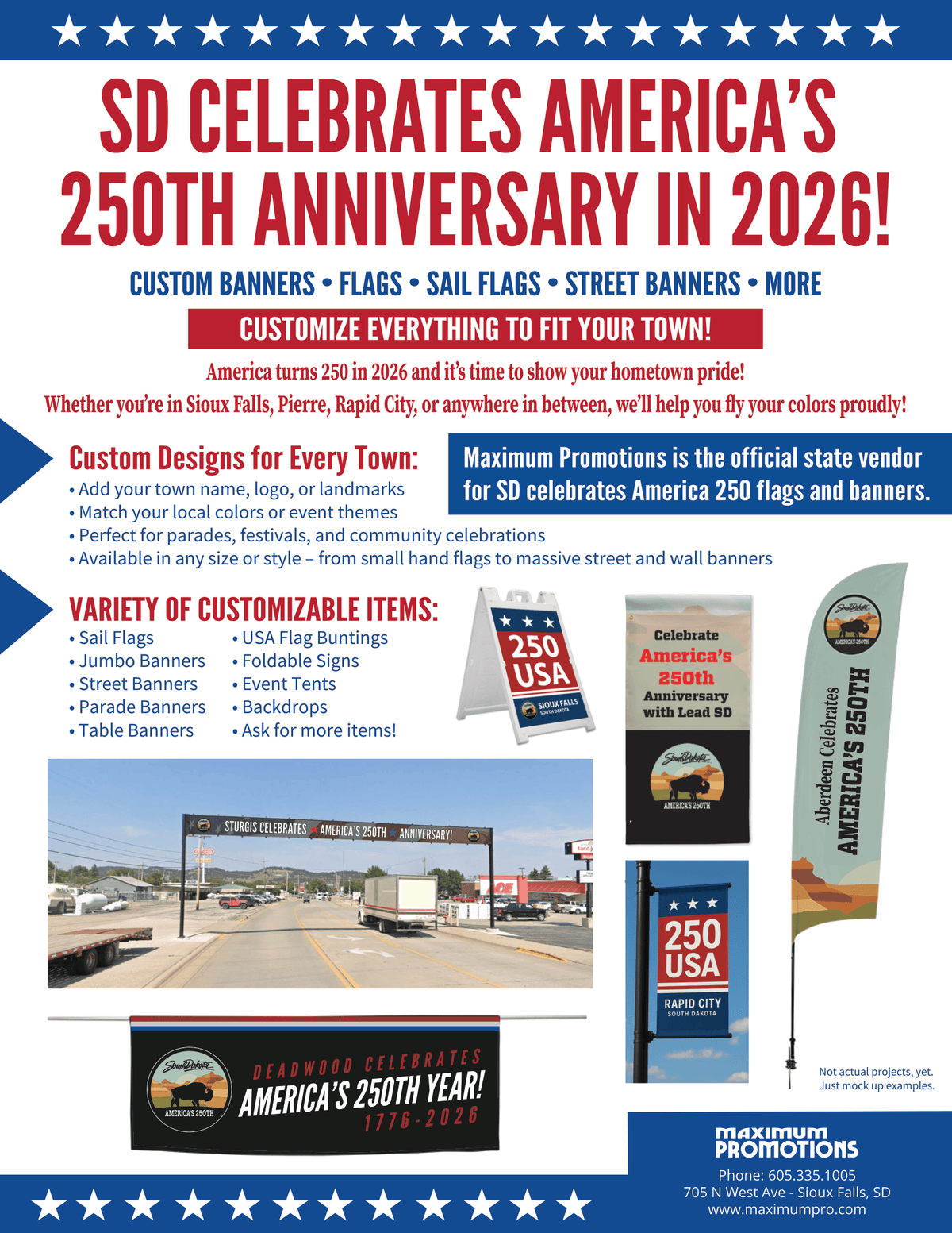 Limited Edition South Dakota - US 250th Anniversary 3' x 5' Flag - Maximum Promotions