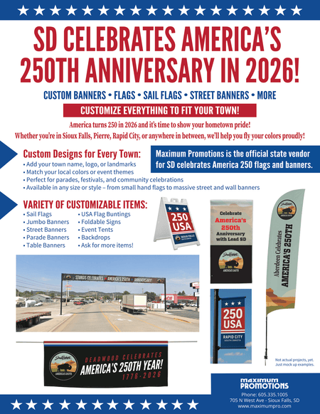 Limited Edition South Dakota - US 250th Anniversary 3' x 5' Flag - Maximum Promotions